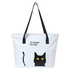 攜帶式多用途運動托特包 貓咪款, 白色