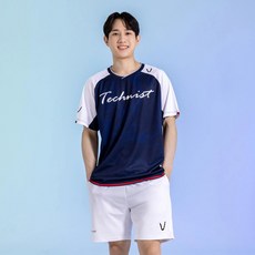 테크니스트 남성용 배드민턴 정규 게임웨어 스포츠 반팔 티셔츠 TNT560