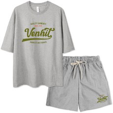 VENHIT 撞色Logo印花寬鬆短袖T恤+運動短褲組