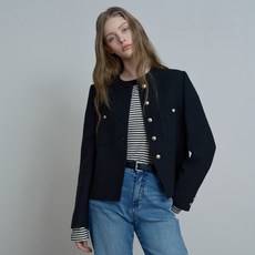 MIND BRIDGE 女款圓領粗花呢外套 M1JK2211