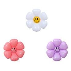 피앤비유니티 스마일 데이지 풍선 중, 화이트, 핑크, 보라, 1세트