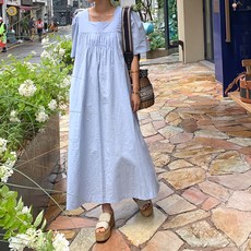 Paperments Purely方領長版洋裝 10824 含大尺碼, 藍色