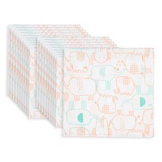 OYBY 棉質大象印花手帕 20入