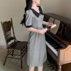 메이첼 카라 체크 원피스 00006 빅사이즈 포함
