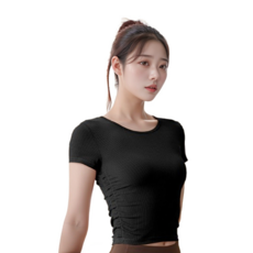 Marketpia 女性瑜珈皮拉提斯運動修身短版短袖