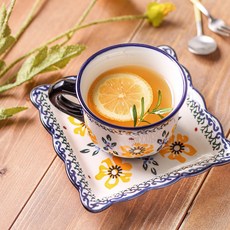 PRACA 方形咖啡杯組, 1套, 黃色三色堇