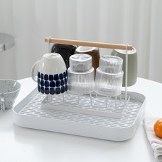 리빙공감 와이드 트레이 컵 거치대, 화이트, 1개
