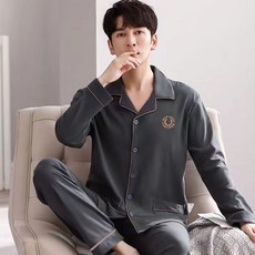 엘쏘 남성용 고급면 데일리 파자마 긴팔 상의 + 긴바지 세트