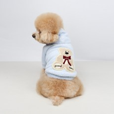 Grooming Dog 狗狗蝴蝶結紳士小熊連帽衫, 1個, 藍色