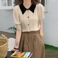 LUNA GIRL 女款莉莉芭翻領針織衫 L24SMKN031509