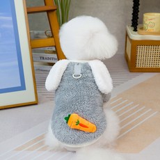 DING DONG PET 寵物胸背帶 兔子國度Tok Tok刷毛T恤, 灰色, 1個