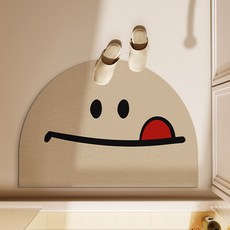 PEONIST 表情設計半圓形浴室吸水地墊, 米色, 1個