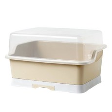 塑膠蓋碗盤收納瀝水架 YT_RA1030, 杏色