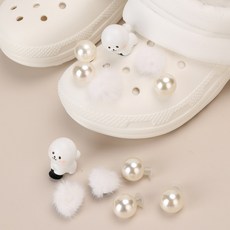 白色小狗洞洞鞋鞋扣 12入