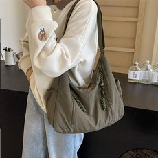 Syunick 直式拉鍊斜背包, 卡其色