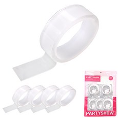 PARTYSHOW 多用途裝飾矽膠雙面膠帶 1m x 3cm 5入組, 單一顏色, 1套