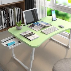 생활리듬 높이조절 라운드 라인 테이블 서랍형, 그린