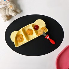 에이드엘 슬림 오발 실리콘 테이블매트, 블랙, 가로 383mm x 세로 269mm x 두께 1.8mm, 1개