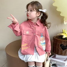 Starbean 女童大動物圖案休閒長袖襯衫