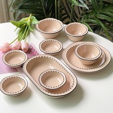 Salda Ugly Dot餐具組 10入, 米粉色(半光澤）, 1組, 10件餐具套裝