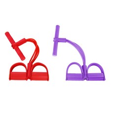 彩色瑜珈帶健身器材伸展踏板彈力帶 2件組, 紅色、紫色