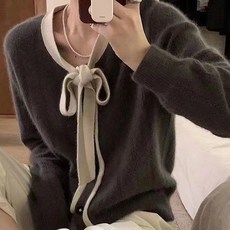 The Flow Commerce 女性可愛蝴蝶結設計針織開襟衫