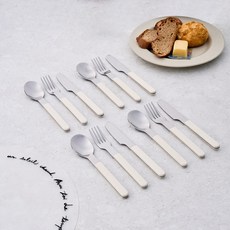 모던하우스 WOW 카페 디저트 커트러리 3종 x 4p 세트, 크림, 디저트스푼 4p + 디저트포크 4p + 버터나이프 4p, 1세트