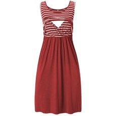 셀레네 스트라이프 민소매 임산부 홈 웨어 수유 원피스