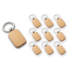 韓國 Ideal 櫸木鑰匙圈 圓角矩形, 10個, 棕色