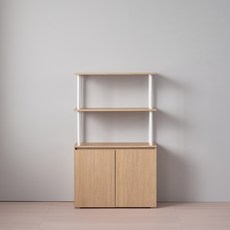 리디아 나인 선반 수납장 2단 방문설치, 우드화이트