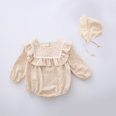 I am bebe 小碎花荷葉邊連身衣+帽子套裝