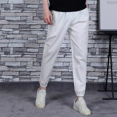 男士透氣L亞麻鬆緊束口褲