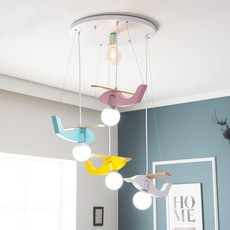 hit LIGHTING Flying Air 5燈吊燈 D0024090MX, 白+藍+粉+黃