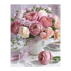 LO&BU DIY 方鑽寶石十字繡 布料型 30 x 40 cm, 玫瑰花, 1套