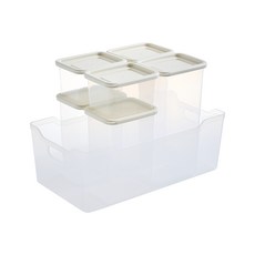 EASY&FREE EAZYKEEP 分裝收納容器 IVORY 1200ml x 2p + 870ml x 2p + 385ml x 2p + 中型托盤 D套組, 1套, 1個