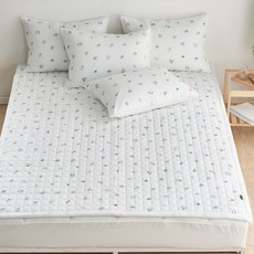 지베딩 튤립 스노우리플 시어서커 여름패드 겸 카페트, 블루