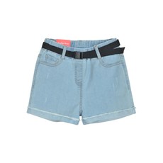 applepink 女童款2.5分腰帶鬆緊水洗牛仔褲 R402