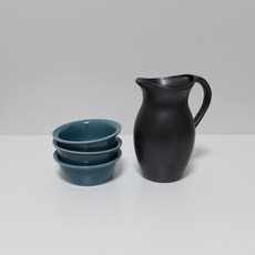 Dalsalt陶瓷馬格利酒瓶+酒杯 3入, 1套, 02孔雀