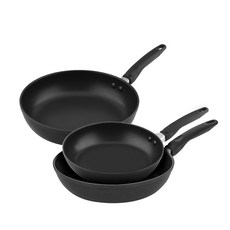 MEYER 美亞 IH電磁爐適用Cook&Look鍋具3件組, 平底鍋 20cm+平底鍋 28cm+平底鍋 30cm, 黑色