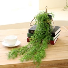 JOART 人造空氣植物 壁掛裝飾 懸掛藤蔓花盆 迷迭香, 迷迭香綠, 1個