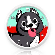 KMELLIE 3D狗狗壁鐘 圓形寶石十字繡 DIY套組 23.5cm, 橫衝直撞Happy, 1套