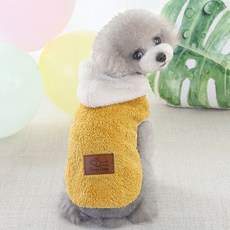 狗狗防風柔軟撞色連帽T恤, 黃色