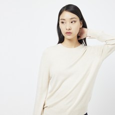 JAJU(자주) 여성용 캐시미어 블렌디드 간절기 베이직 긴팔 니트