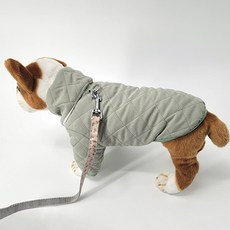 쁘띠도그 강아지 누빔 털 스위트 점퍼, 카키, 1개