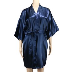 緞面浴袍 短款, 海軍, 1個