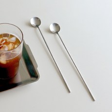 Iwooa Odette 霧面不鏽鋼長茶匙, 2個, 單一顏色