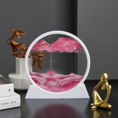 홈마트 예쁜 인테리어소품 3D모래그림 화이트 프레임, 핑크모래
