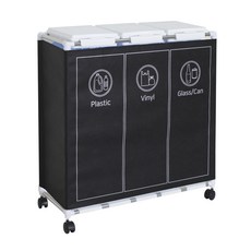 Sense2030 移動式分類垃圾桶 1格 3入組, 白色