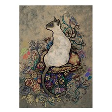 KMELLIE 畫框式 3D 方鑽寶石十字繡 DIY 套組 40 x 50 cm, 暹羅貓, 1套