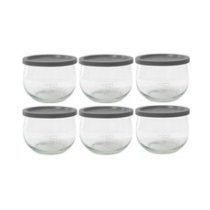 WECK 鬱金香型玻璃瓶身 6入 + 綠色PE蓋 6入 套組 No.744, 580ml, 1套